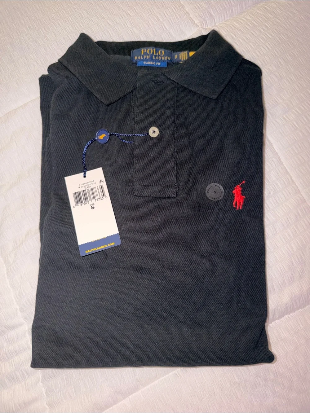 Ralph Lauren Black Long-Sleeve Polo with Red Pony